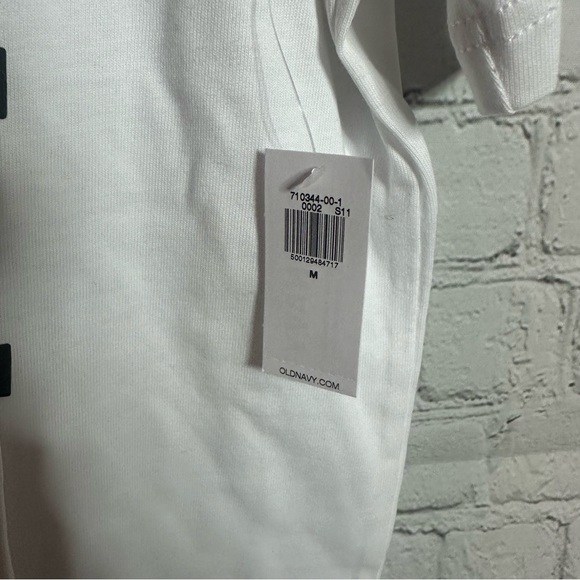 Old Navy White Tee with Bold Black Text - Picture 2 of 6
